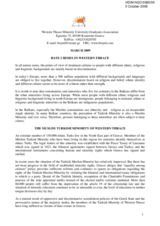 Written contribution on Hate Crimes in Western Thrace