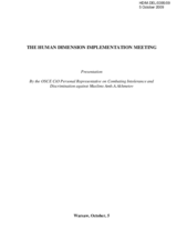 Presentation By the OSCE CiO Personal Representative on Combating Intolerance and Discrimination against Muslims, Ambassador A. Akhmetov