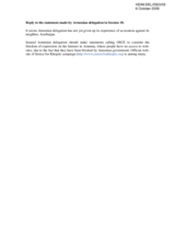 Reply to the statement made by Armenian delegation in Session 10.