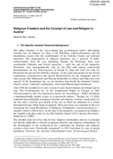 Religious Freedom and the Concept of Law and Religion in Austria