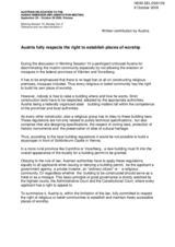 Austria fully respects the right to establish places of worship