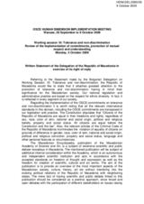 Written Statement of the Delegation of the Republic of Macedonia in exercise of its right of reply