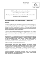 Overview Of The Work Of The Council Of Europe In The Media Field