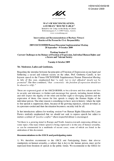 Current Challenges to the Balance of Freedom of Expression, Individual Human Rights and a Secure and Tolerant Society