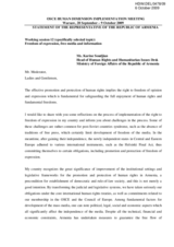 Statement of the Representative of the Republic of Armenia on Freedom of expression, free media and information