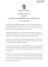 STATEMENT ON FREEDOM OF EXPRESSION, FREE MEDIA AND INFORMATION FROM THE REPUBLIC OF CROATIA