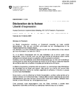 Declaration de la Suisse:  Liberte d'expression