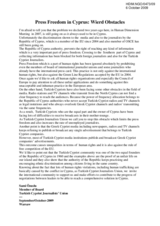 Press Freedom in Cyprus: Wierd Obstacles