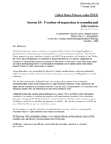 Statement on Freedom of expression, free media and information