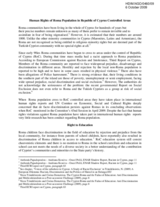 Human Rights of Roma Population in Republic of Cyprus Controlled Areas