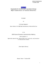 Statement by Dr Georgia Papagianni, Senior Adviser of the OSCE High Commissioner on National Minorities