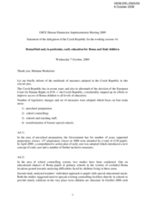 Statement of the delegation of the Czech Republic on Roma/Sinti and, in particular, early education for Roma and Sinti children