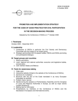 Promotion and Implementation Strategy for the Code of Good Practice for Civil Participation in the Decision-Making Process