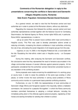 Comments of the Romanian delegation in reply to the presentations concerning the conflicts in Sancraieni and Sanmartin villages (Harghita county, Romania)