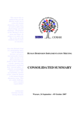 2007 Human Dimension Implementation Meeting: Consolidated Summary
