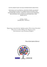 Supplementary Human Dimension Meeting on National Institutions against Discrimination in Combating Racism and Xenophobia, 29-30 May 2008: Opening Remarks by Ambassador Christian Strohal