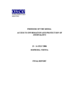 Supplementary Human Dimension Meeting on Freedom of the Media: Protection of Journalists and Access to Information, 13-14 July 2006: Final Report