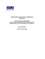 Supplementary Human Dimension Meeting on Human Rights Defenders and National Human Rights Institutions, 30-31 March 2006: Final Report