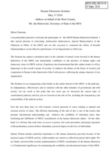 Human Dimension Seminar on Strengthening Judicial Independence and Public Access to Justice, 17-19 May 2010: Address of Mr. Jan Borkowski, Secretary of State at the Polish Foreign Ministry