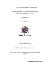Human Dimension Seminar on Strengthening Judicial Independence and Public Access to Justice, 17-19 May 2010: Closing Remarks by Ambassador Janez Lenarčič
