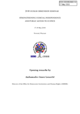 Human Dimension Seminar on Strengthening Judicial Independence and Public Access to Justice, 17-19 May 2010: Opening Remarks by Ambassador Janez Lenarčič