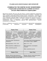 Семинар по человеческому измерению «Yкрепление независимости судебной системы и доступа общественности к правосудию», 17-19 мая 2010 г.: График дополнительных мероприятий
