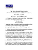 Human Dimension Seminar on Strengthening Judicial Independence and Public Access to Justice, 17-19 May 2010: General Information