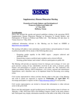 Supplementary Human Dimension Meeting on Gender Equality and Participation of Women in Public and Political Life, 6-7 May 2010: Information for Civil Society