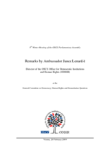 Remarks to the General Committee on Democracy, Human Rights and Humanitarian Questions, 8th Winter Meeting of the OSCE Parliamentary Assembly Remarks to the General Committee on Democracy, Human Rights and Humanitarian Questions, 8th Winter Meeting of the OSCE Parliamentary Assembly