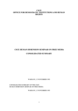 Human Dimension Seminar on Free Media, 2-5 November 1993: Consolidated Summary