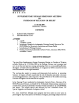 Supplementary Human Dimension Meeting on Freedom of Religion or Belief, 17-18 July 2003: Consolidated Summary