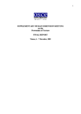 Supplementary Human Dimension Meeting on the Prevention of Torture, 6-7 November 2003: Final Report