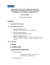 Supplementary Human Dimension Meeting on Community Policing, 28-29 October 2002: Consolidated Summary