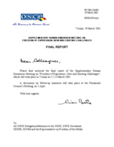 Supplementary Human Dimension Meeting on Freedom of Expression, 12-13 March 2001: Consolidated Summary