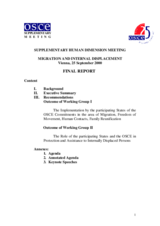 Supplementary Human Dimension Meeting on Migration and Internal Displacement, 21 September 2000: Consolidated Summary