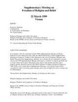 Supplementary Human Dimension Meeting on Freedom of Religion and Belief, 22 March 1999: Consolidated Summary