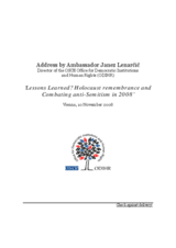 Lessons Learned? Holocaust remembrance and combating anti-Semitism in 2008 Lessons Learned? Holocaust remembrance and combating anti-Semitism in 2008