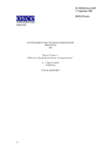 Supplementary Human Dimension Meeting on Hate Crimes - Effective Implementation of Legislation, 4-5 May 2009: Final Report