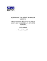 Supplementary Human Dimension Meeting on Protection and Promotion of Human Rights: Responsibilities and Effective Remedies, 12-13 July 2007: Final Report