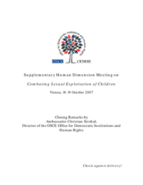 Supplementary Human Dimension Meeting on Combating Sexual Exploitation of Children, 18-19 October 2007: Closing Remarks by Ambassador Christian Strohal