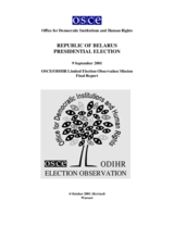 Belarus, Presidential Election, 9 September 2001: Final Report