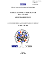 OSCE/ODIHR Needs Assessment Mission report for the municipal elections in the former Yugoslav Republic of Macedonia