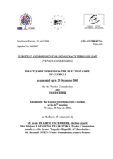 Georgia: Draft Joint Opinion on the Election Code