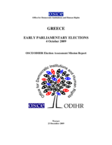 Greece, Parliamentary Elections, 4 October 2009: Final Report