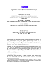 Albania, Parliamentary Elections, 29 June and 6 July 1997: Final Report