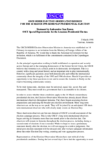 Armenia, Presidential Election, 16 and 30 March 1998: Statement by Ambassador Sam Brown on 3 March 1998 Armenia, Presidential Election, 16 and 30 March 1998: Statement by Ambassador Sam Brown on 3 March 1998