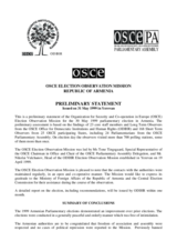 Armenia, Parliamentary Elections, 30 May 1999: Preliminary Statement Armenia, Parliamentary Elections, 30 May 1999: Preliminary Statement