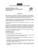 Latvia, Parliamentary Elections/Referendum, 3 October 1998: Preliminary Statement Latvia, Parliamentary Elections/Referendum, 3 October 1998: Preliminary Statement