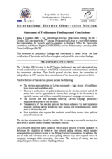 Latvia, Parliamentary Elections, 5 October 2002: Preliminary Statement Latvia, Parliamentary Elections, 5 October 2002: Preliminary Statement