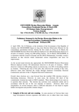 Armenia, Presidential Election, Second Round, 30 March 1998: Preliminary Statement Armenia, Presidential Election, Second Round, 30 March 1998: Preliminary Statement